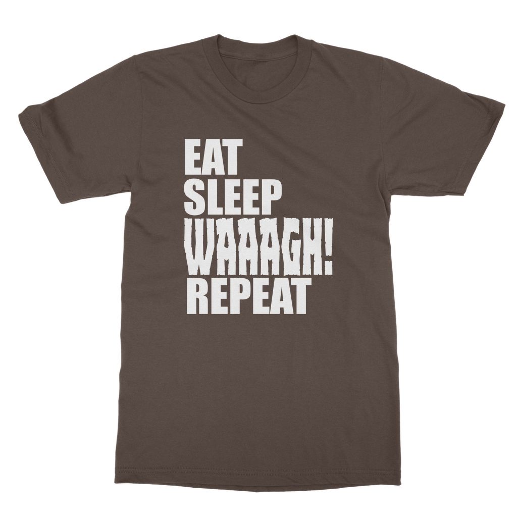 Eat Sleep WAAAGH Repeat – Orc Gamer T-Shirt Unisex Heavy Cotton | Tabletop & Fantasy Gaming Apparel