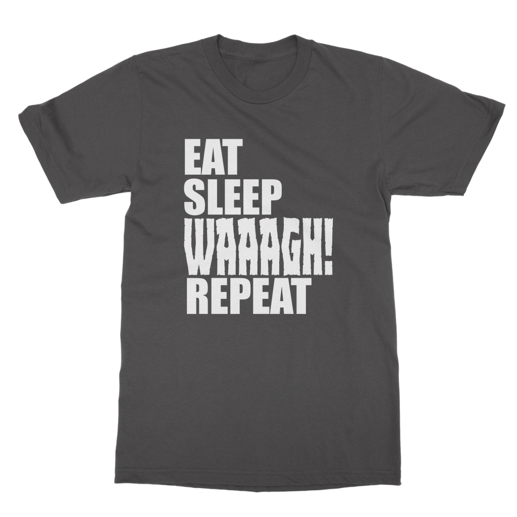 Eat Sleep WAAAGH Repeat – Orc Gamer T-Shirt Unisex Heavy Cotton | Tabletop & Fantasy Gaming Apparel