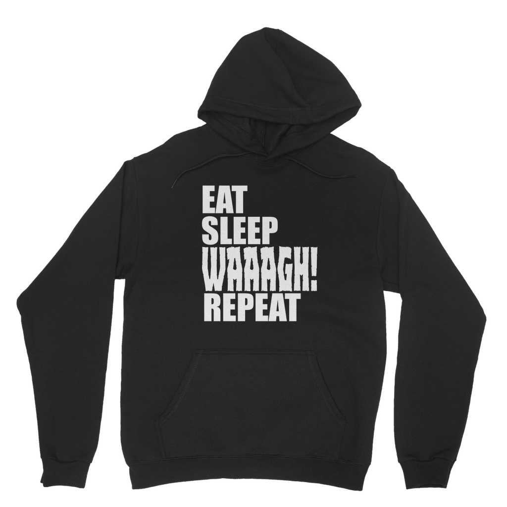 Black Colour Orc Tabletop Gamer Hoodie Eat Sleep Waaagh Repeat