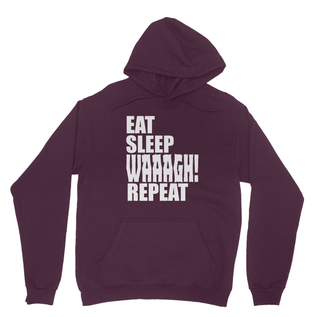 Burgundy Colour Orc Tabletop Gamer Hoodie Eat Sleep Waaagh Repeat