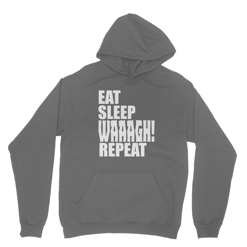 Dark Grey Colour Orc Tabletop Gamer Hoodie Eat Sleep Waaagh Repeat