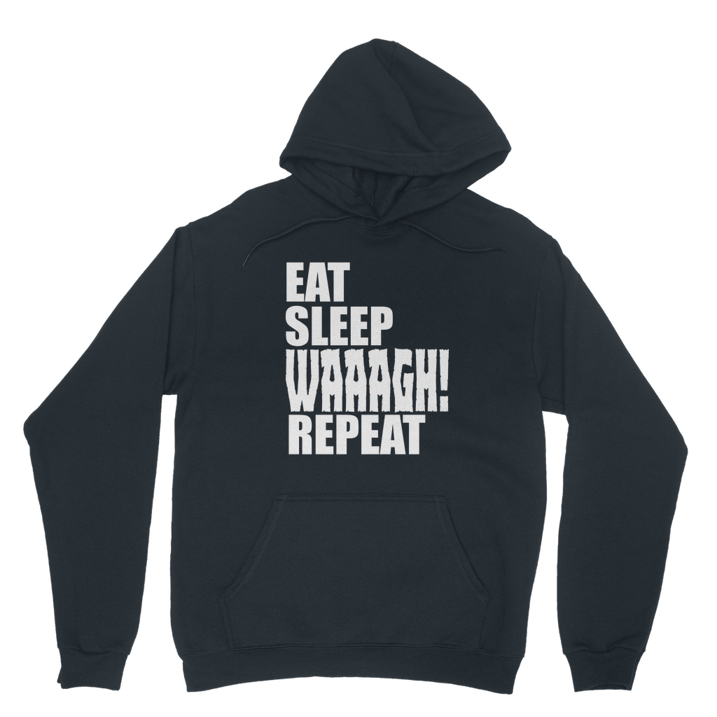 Navy Colour Orc Tabletop Gamer Hoodie Eat Sleep Waaagh Repeat