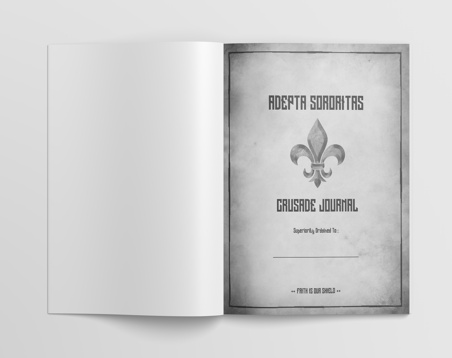Interior battle log spread for gothic sci fi army tracking