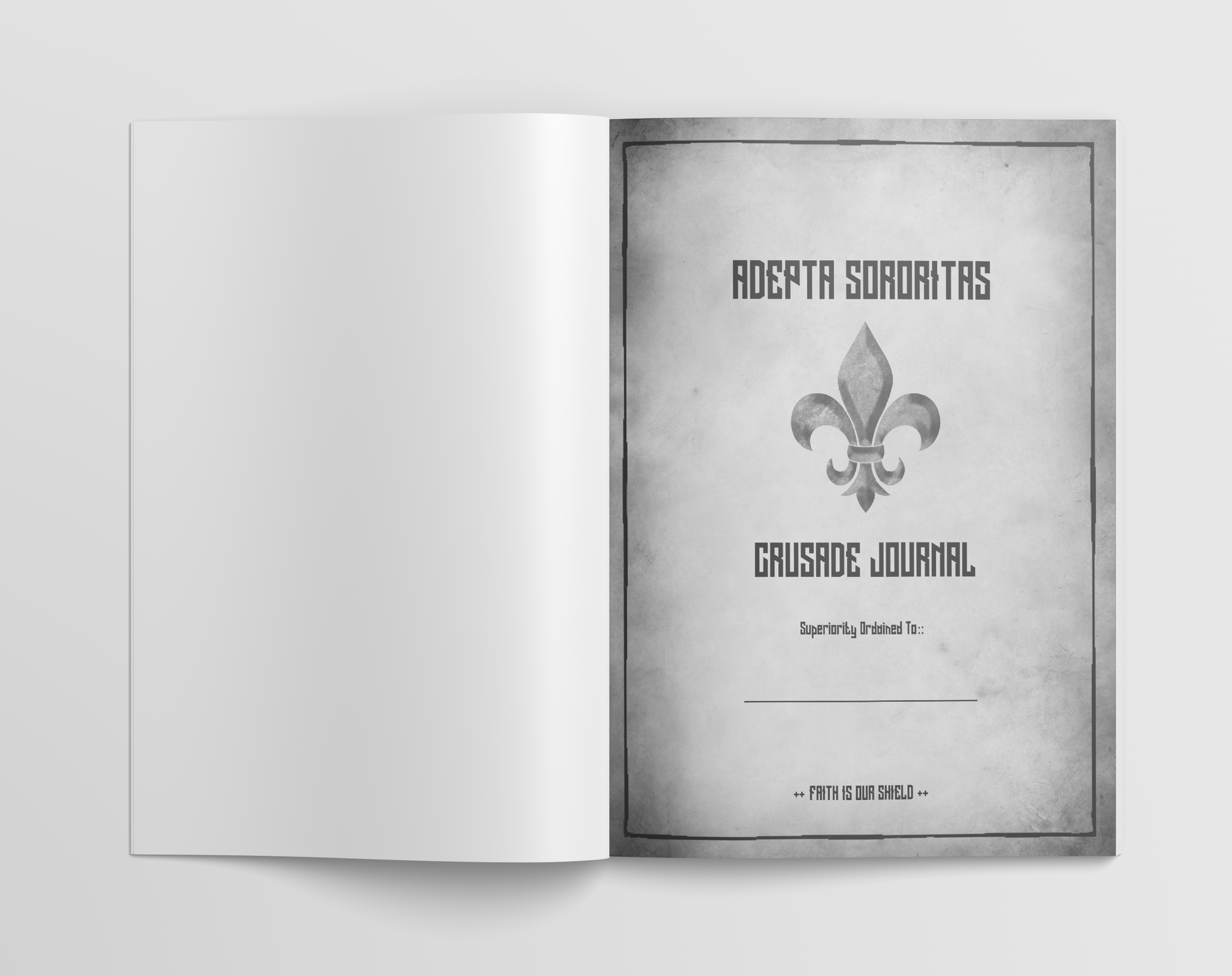 Interior battle log spread for gothic sci fi army tracking