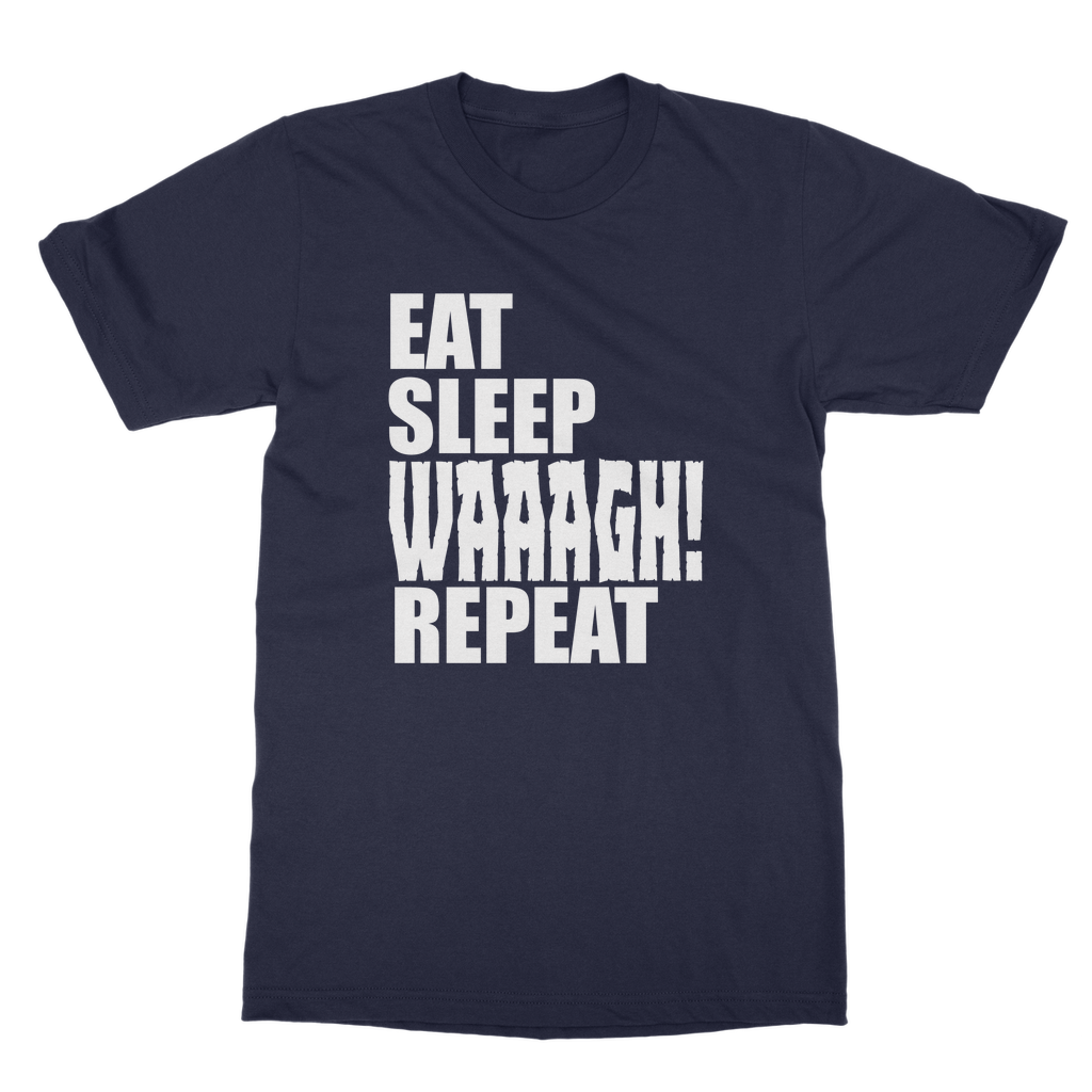 Eat Sleep WAAAGH Repeat – Orc Gamer T-Shirt Unisex Heavy Cotton | Tabletop & Fantasy Gaming Apparel