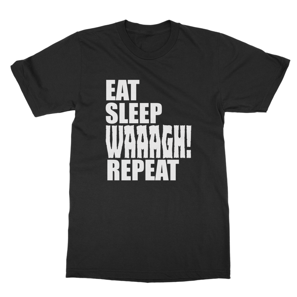 Eat Sleep WAAAGH Repeat – Orc Gamer T-Shirt Unisex Heavy Cotton | Tabletop & Fantasy Gaming Apparel