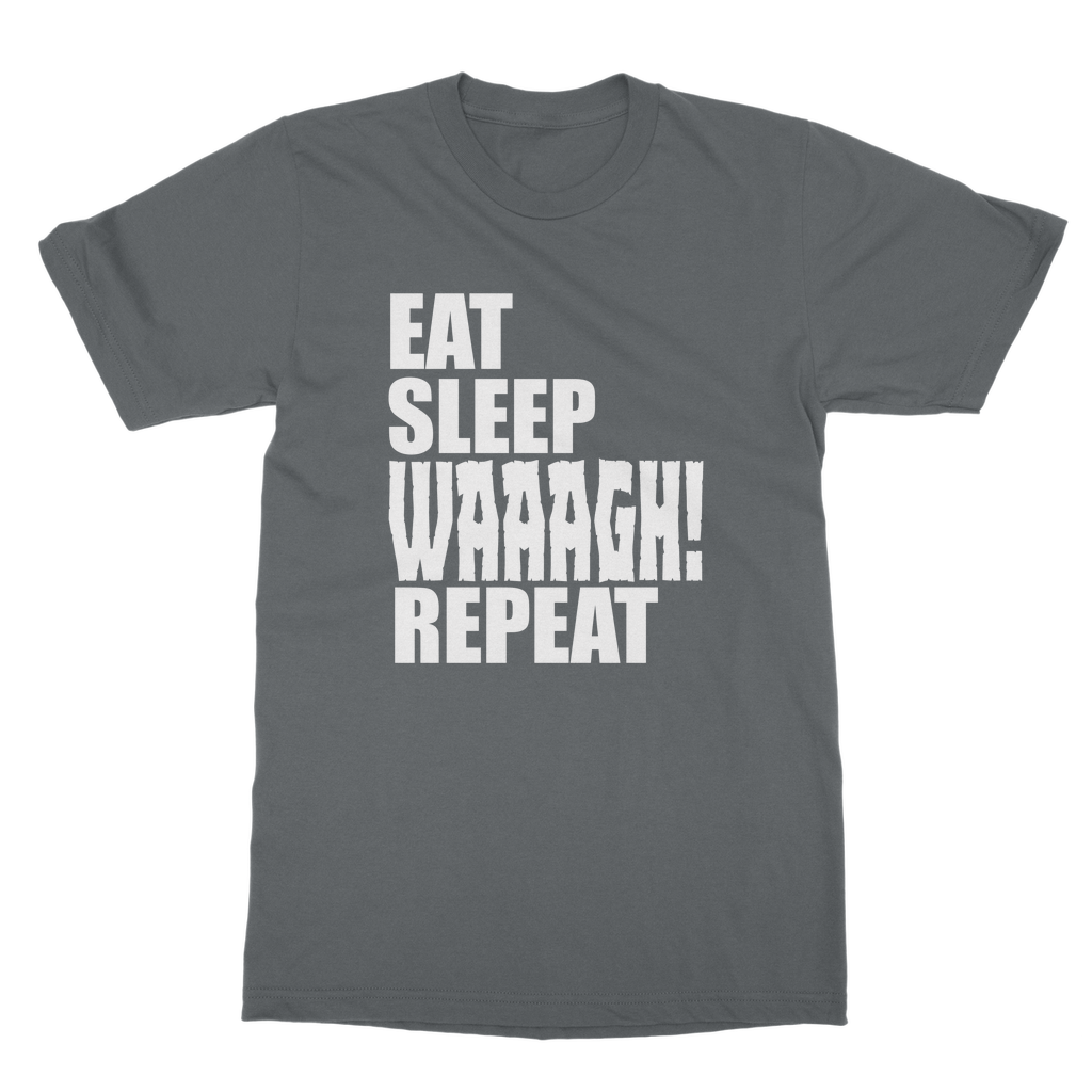 Eat Sleep WAAAGH Repeat – Orc Gamer T-Shirt Unisex Heavy Cotton | Tabletop & Fantasy Gaming Apparel